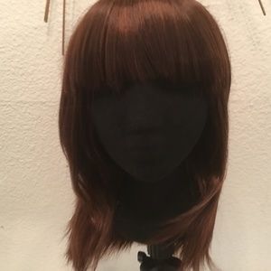 14 inch auburn wig with bangs